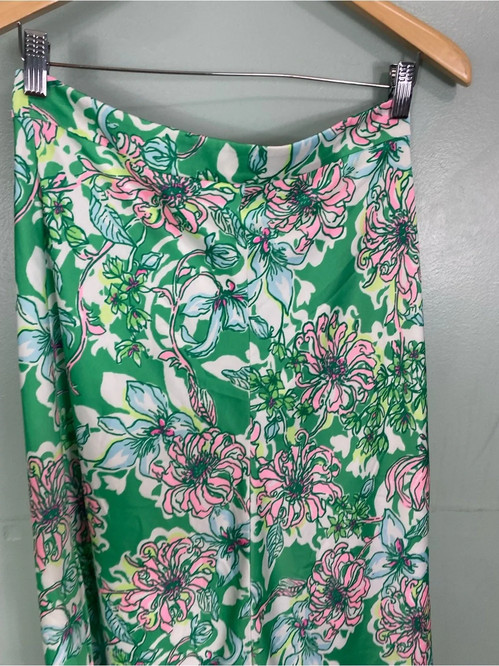 Lily Pulitzer Rennox Midi Skirt Green Floral Pink Size 6